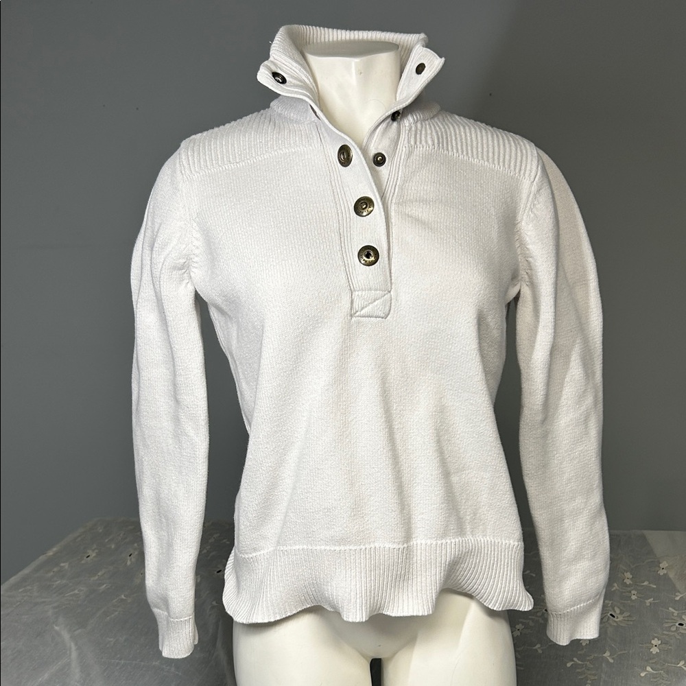 RALPH LAUREN Women's White Snap-Up Sweater